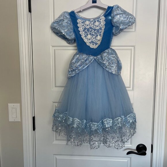 Duokipolla Cinderella Style Dress Up Dress Girls 110cm (US 5) Tulle Blue Sequine - Picture 2 of 16